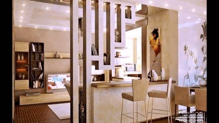 Перегородки для зонирования пространства в кухне гостиной