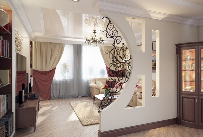 Гипсокартонные перегородки для зонирования