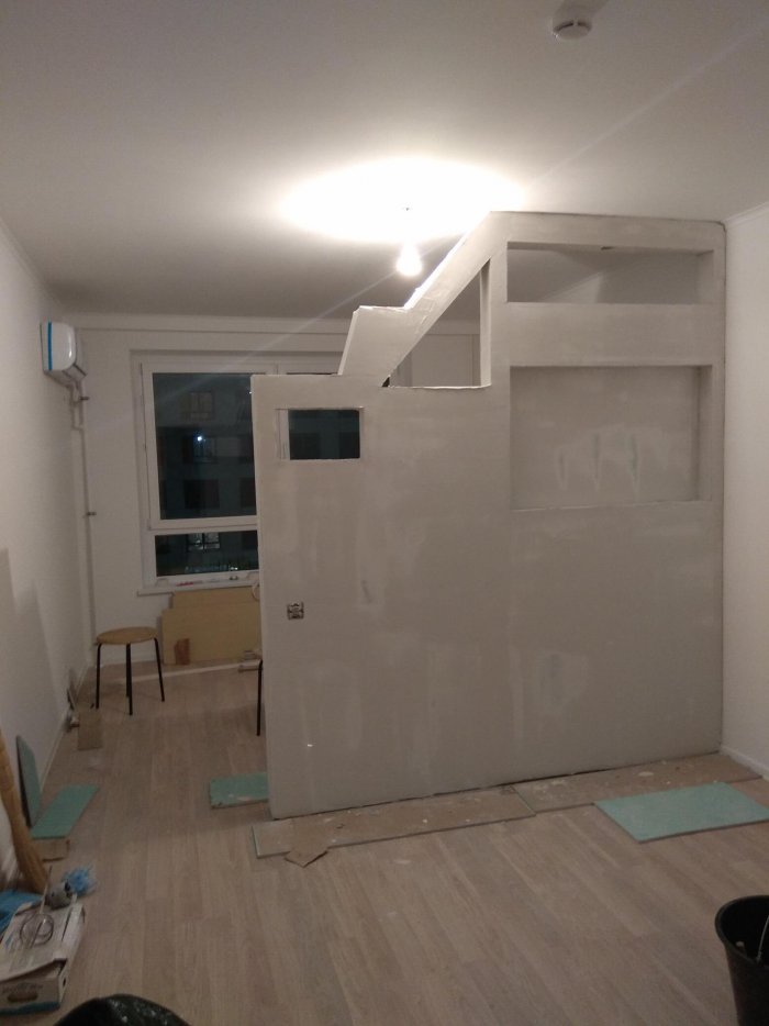 Перегородка из гипсокартона для зонирования комнаты