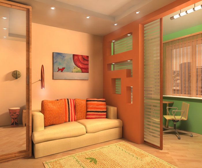 Перегородка из гипсокартона в маленькой комнате