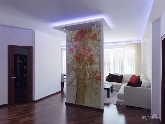 Декоративная перегородка для зонирования из гипсокартона