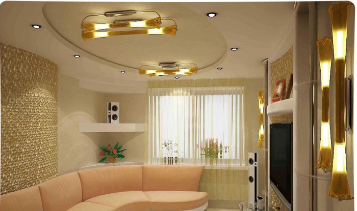Потолок в гостиной в девятиэтажке