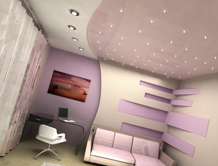 Натяжные потолки в маленькую комнату
