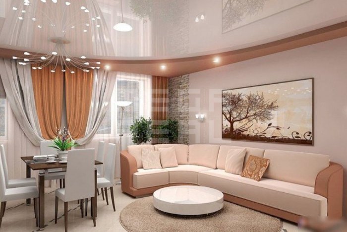 Навесные потолки в гостиную
