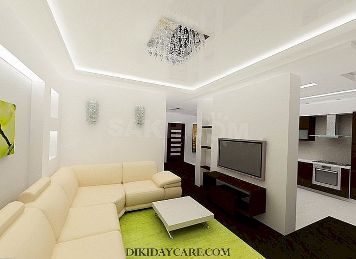 Натяжные потолки гостиная