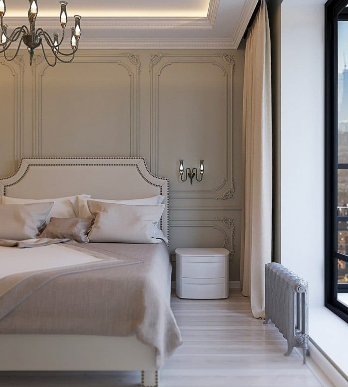 Лепнина в интерьере спальни