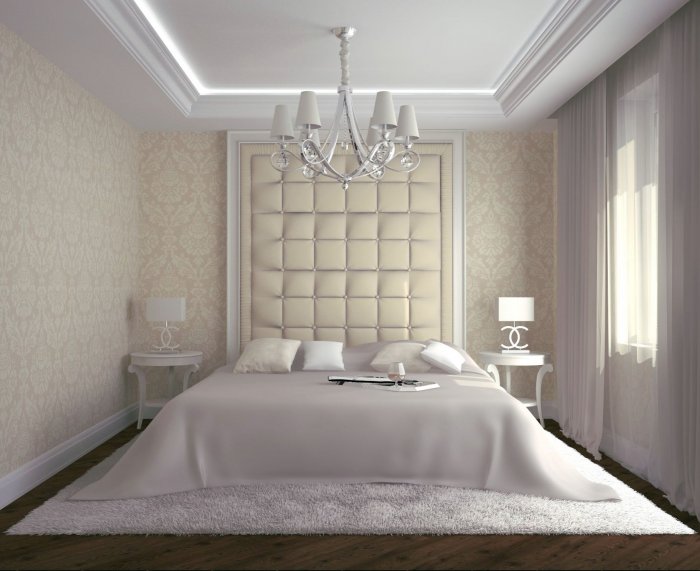Мягкие стеновые панели для спальни классика