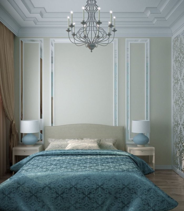 Голубая спальня в классическом стиле