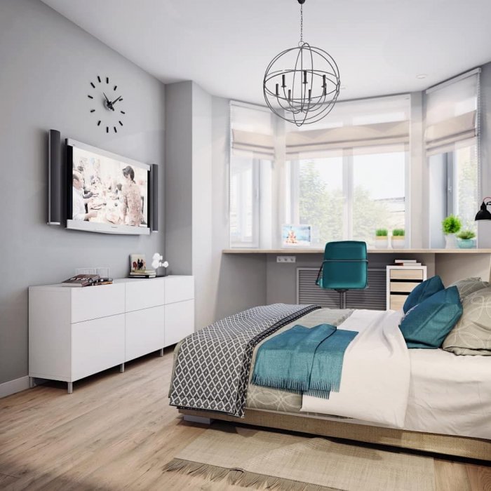 Спальня в скандинавском стиле 15 кв м