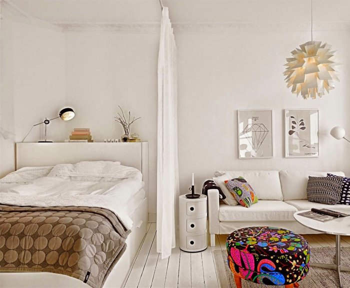 Сканди стиль гостиная спальня