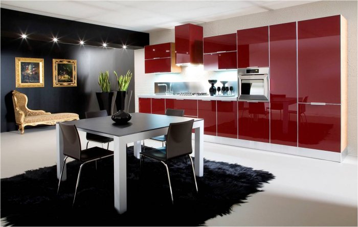 Кухня в красно бело черном цвете