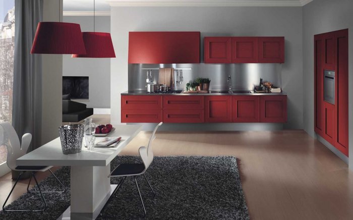 Кухня винного цвета