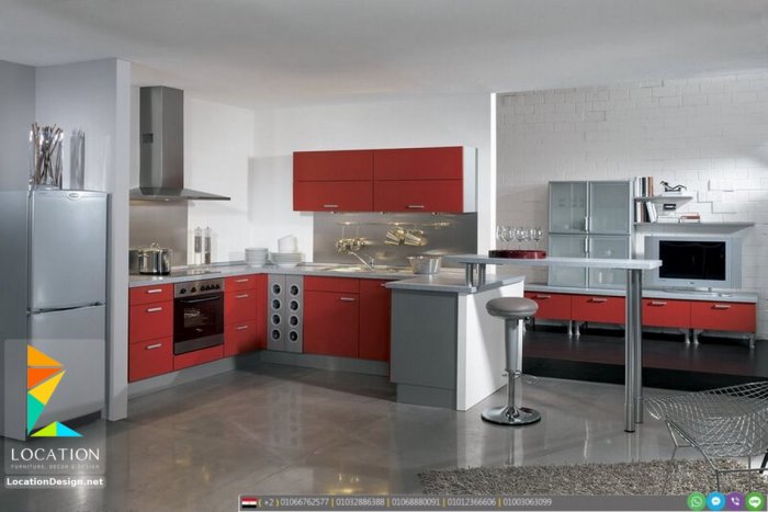 Красно серая кухня