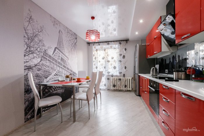 Фотообои для кухни в Красном цвете