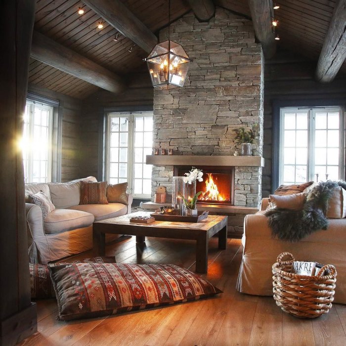 Интерьер в стиле хюгге в деревянном доме