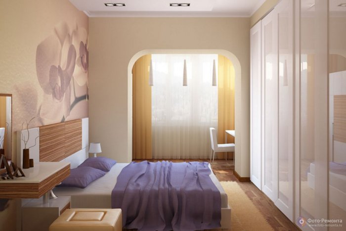 Спальня в современном стиле с балконом