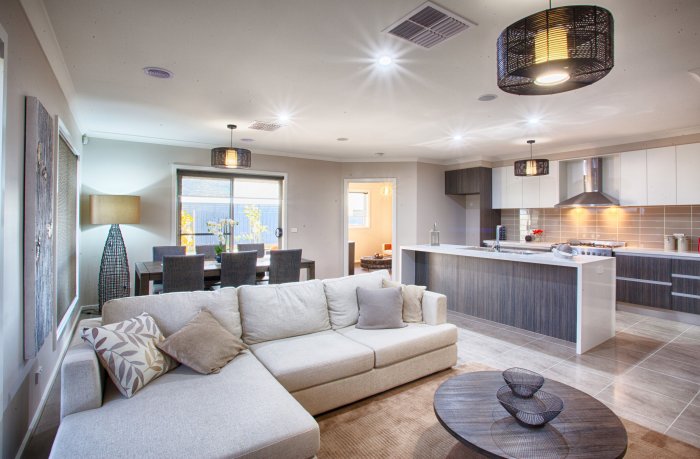 Планировка гостиной совмещенной с кухней