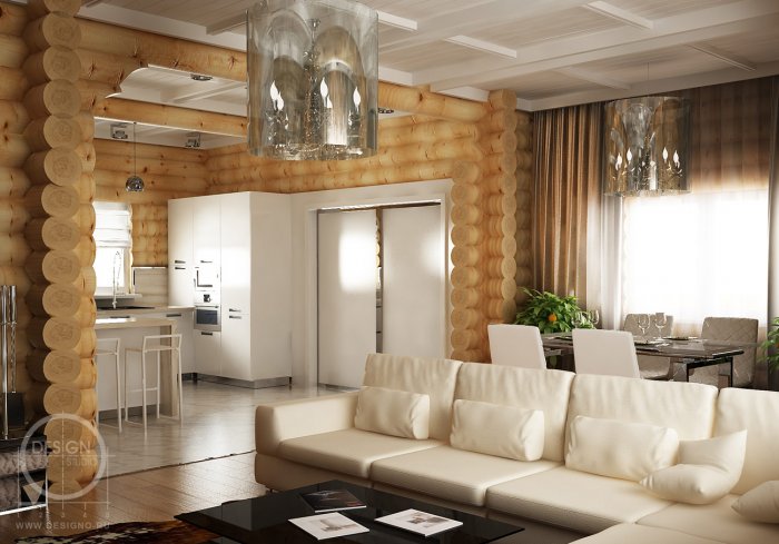 Перепланировка бревенчатого дома под современный стиль