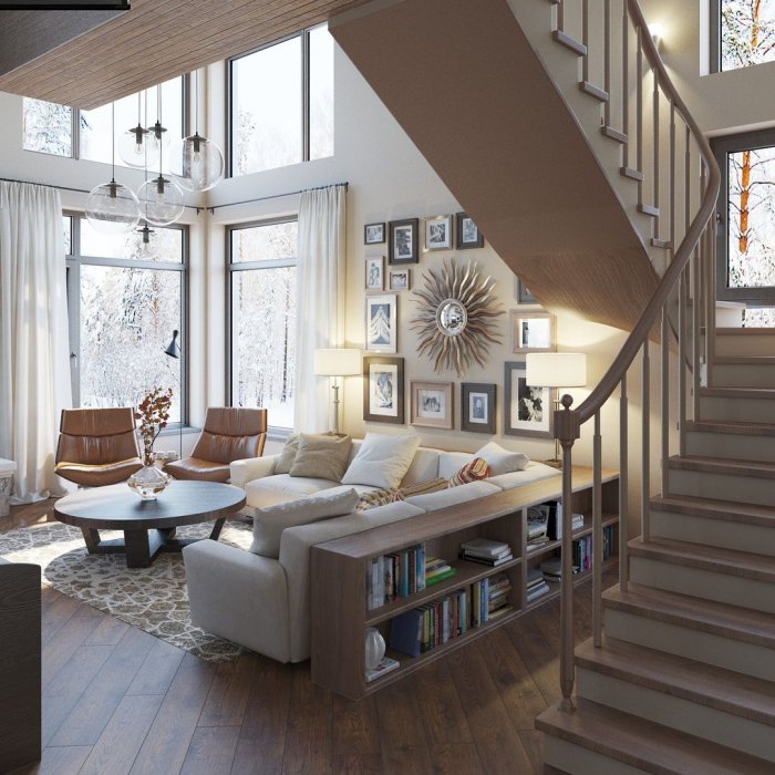 Двухъярусная гостиная