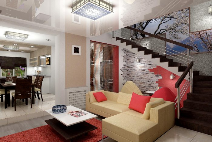 Кухня гостиная на первом этаже