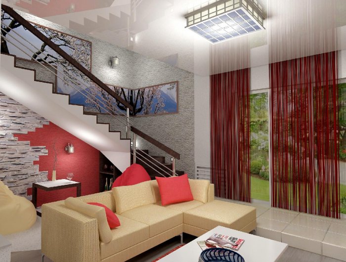 Интерьер первого этажа дома