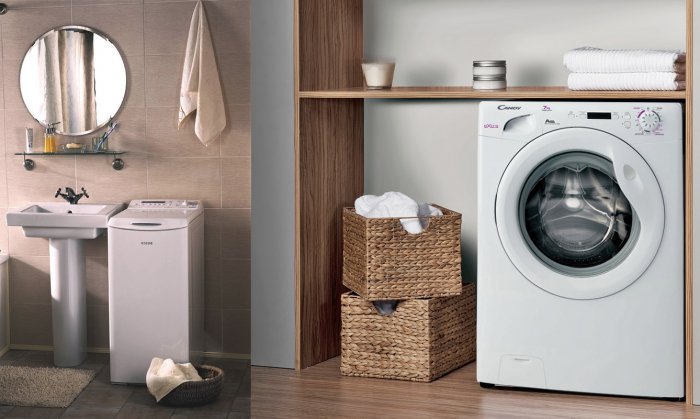 Узкая стиральная машина в ванной