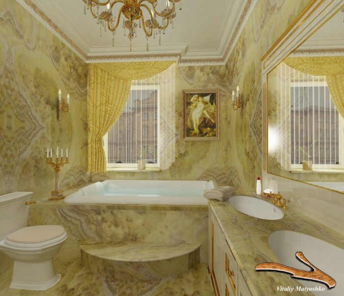 Оникс с подсветкой в ванной