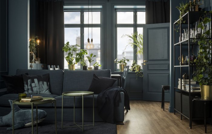 Темный интерьер в стиле икеа