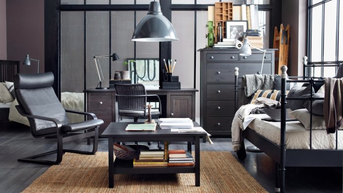 Черная мебель икеа в интерьере