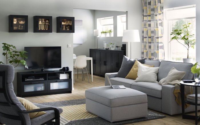 Икеа гостиная темная