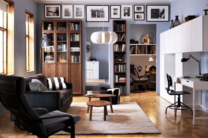 Икеа Билли ОКСБЕРГ 106 В интерьере