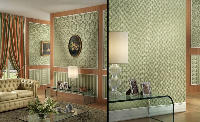 Варианты поклейки обоев в зале