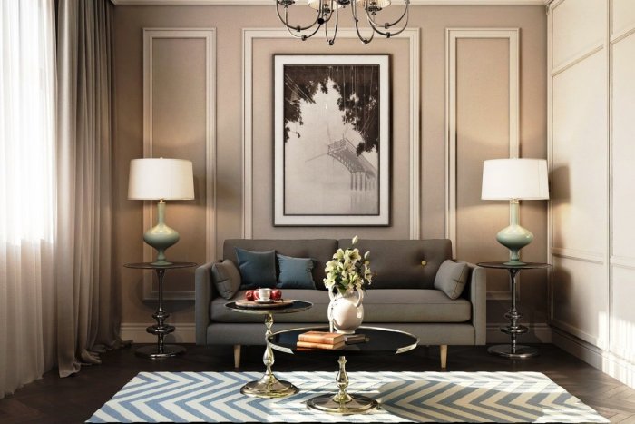 Молдинги в гостиной