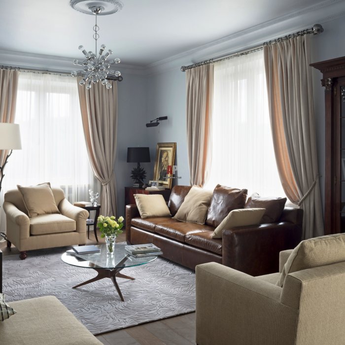 Шторы для гостиной в стиле Неоклассика