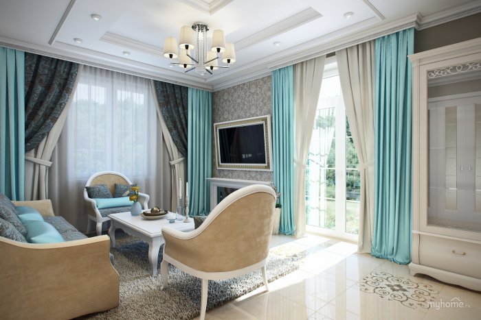 Шторы в стиле Неоклассика гостиная