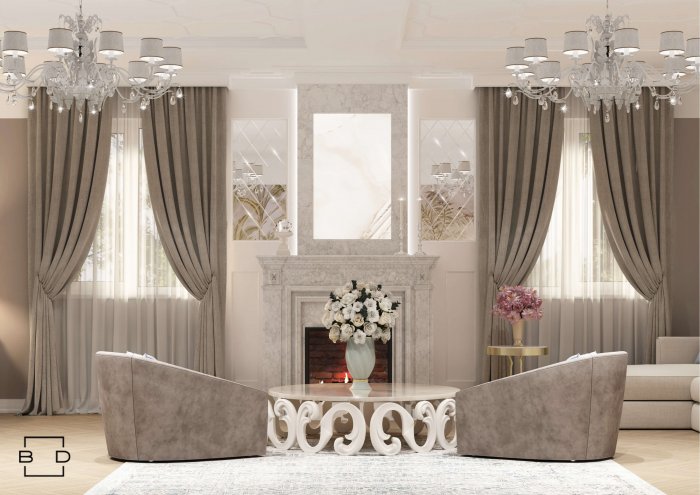 Шторы в гостиной Неоклассика