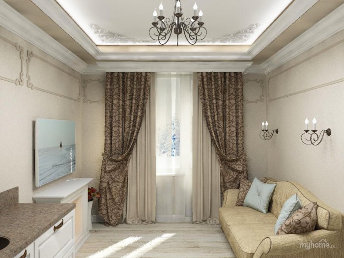 Шторы Неоклассика прямые в гостиную