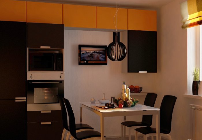 Шкафы над кухонным столом