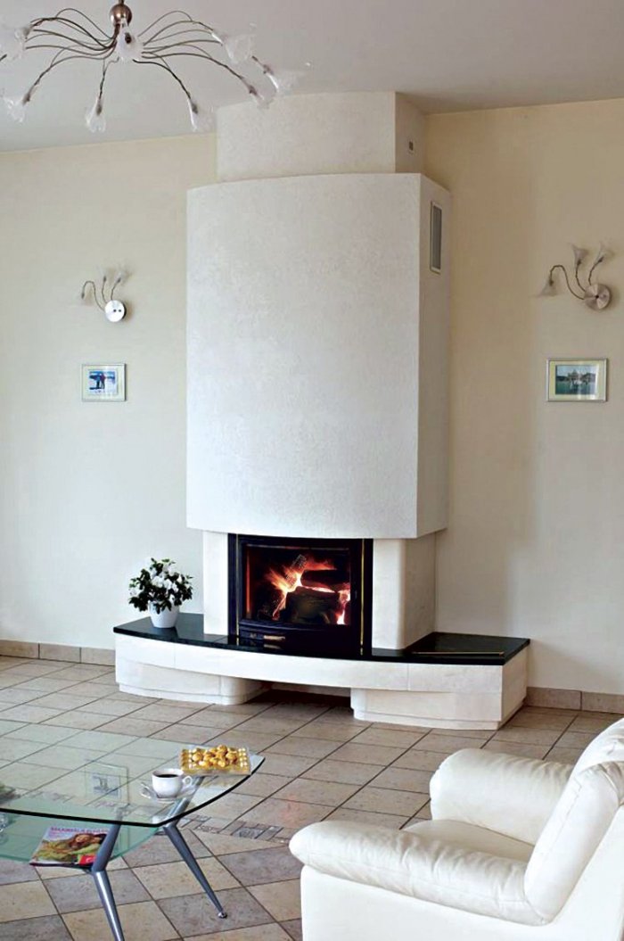 Угловой камин в интерьере