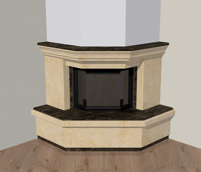 Угловой камин из мрамора