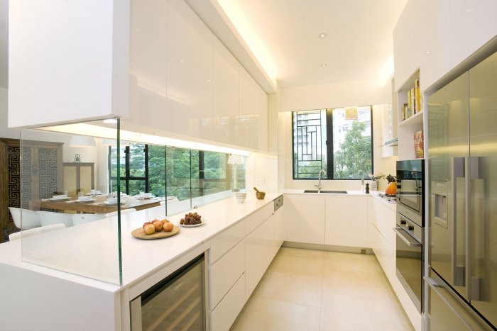 Узкая п образная кухня