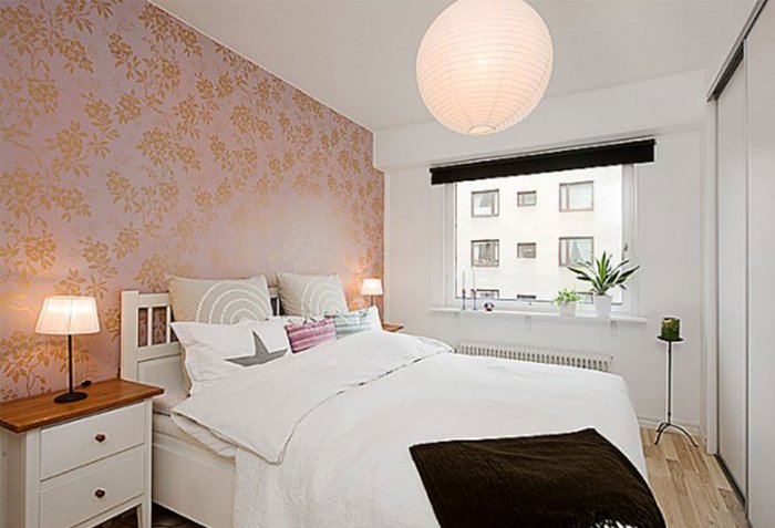 Комбинированный обои для спальни в хрущевке