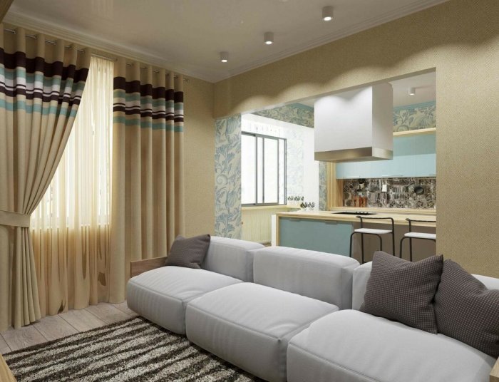 Шторы в гостинную совмещенную с Кузней