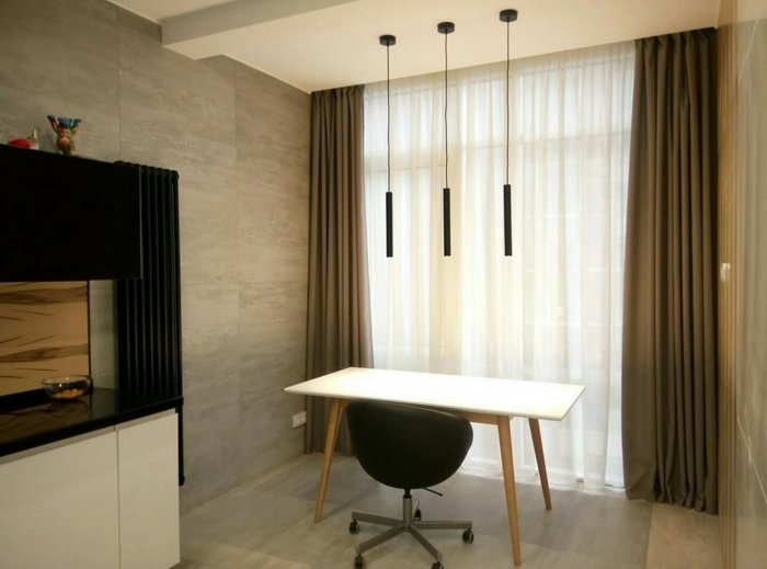 Шторы на кухню соединенной с гостиной