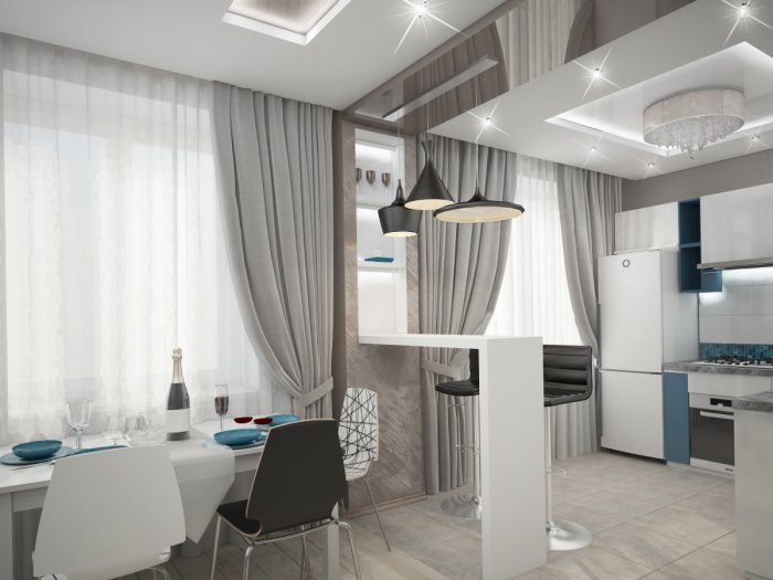 Шторы в интерьере студии