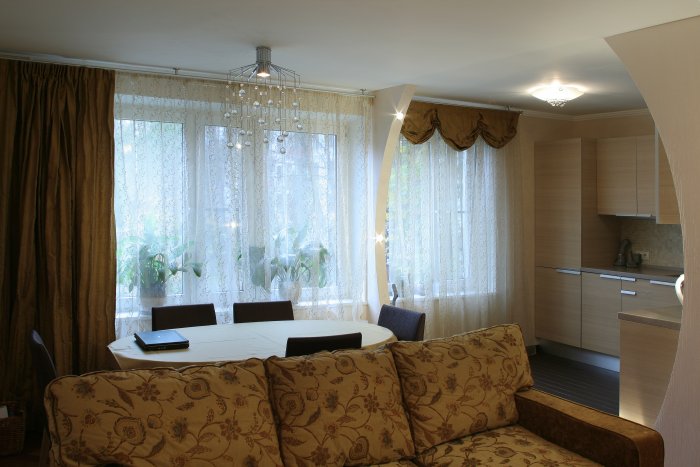 Шторы гостиная соединенная с кухней