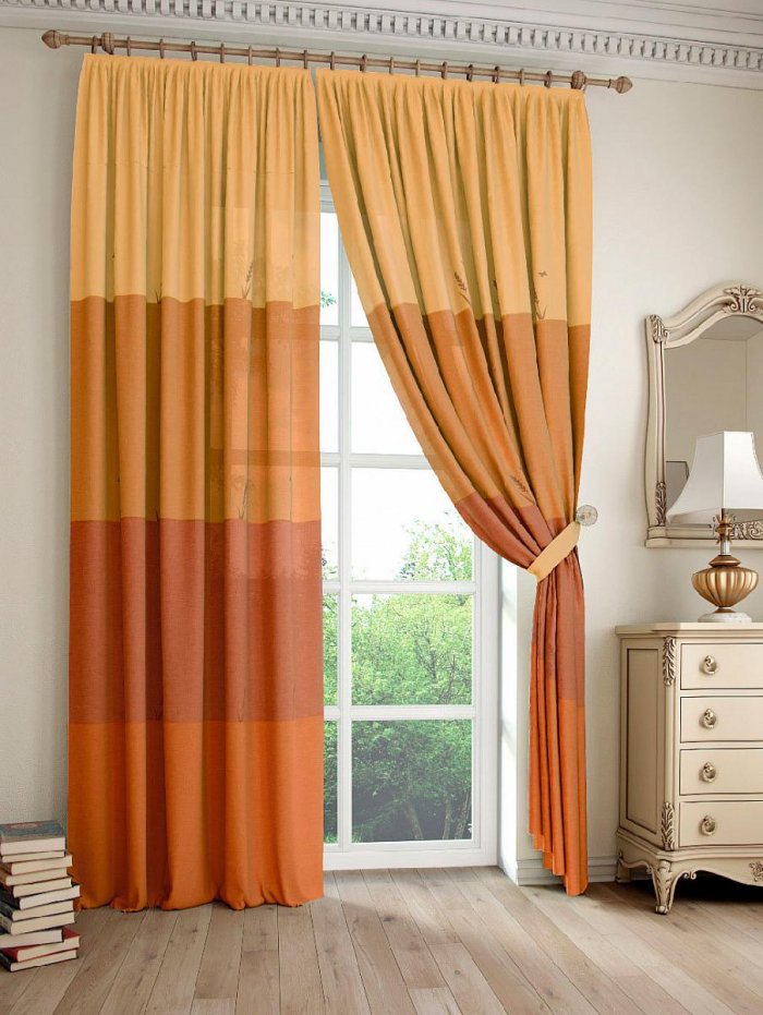 Комплект штор ТОМДОМ Ярмис 260х300см, оранжевый, желтый