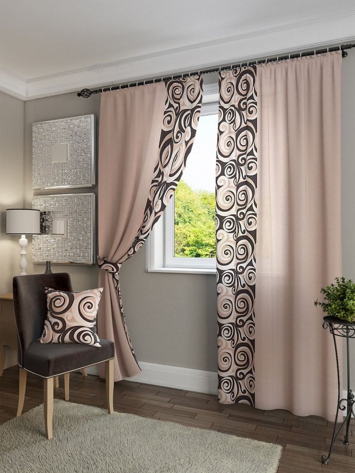 Шторы для гостиной в бежевых тонах