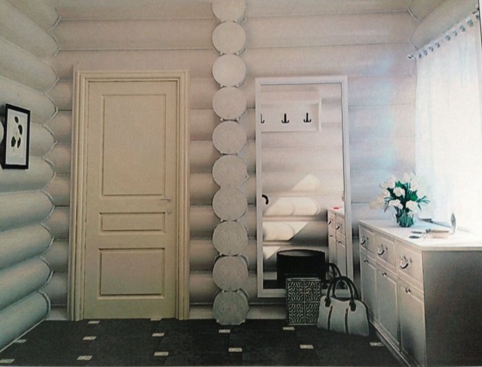 Дом из бревна интерьер в белом цвете