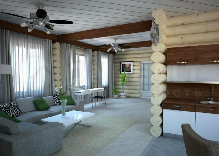 Интерьеры деревянных домов из бревна